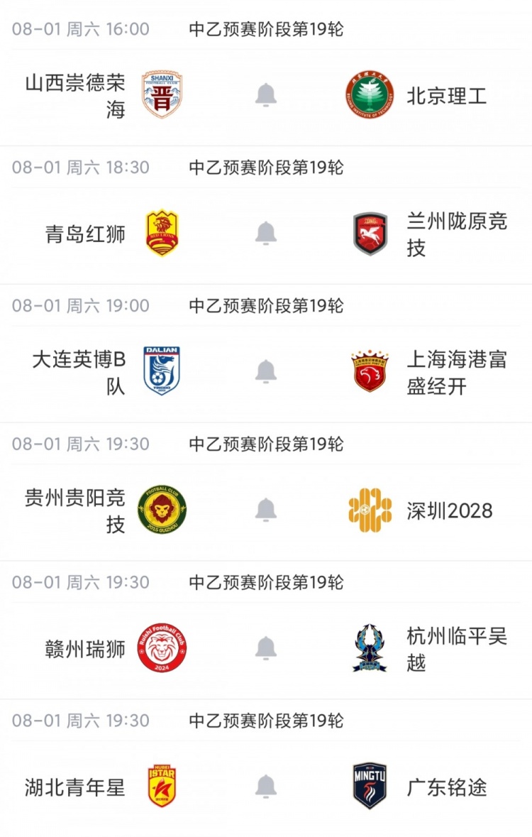 中乙补赛：厦门飞鹭近8轮仅1胜仍居南区第四，北京理工惨遭四连败